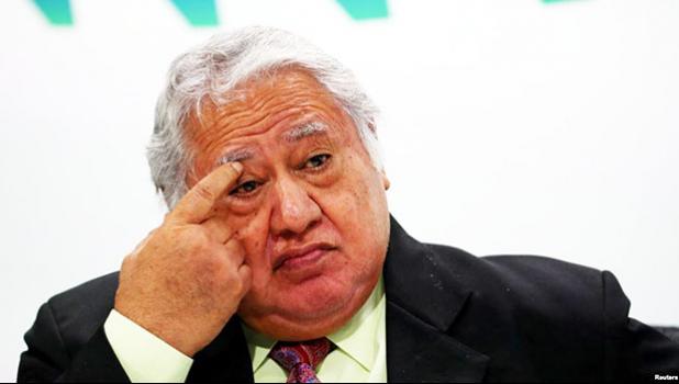 Samoan Prime Minister Tuilaepa Aiono Sailele Malielegaoi gestures during a news conference to mark the end of the Commonwealth Heads of Government Meeting at Marlborough House in London, April 20, 2018. (VOA News) Samoan Prime Minister Tuilaepa Aiono Sailele Malielegaoi