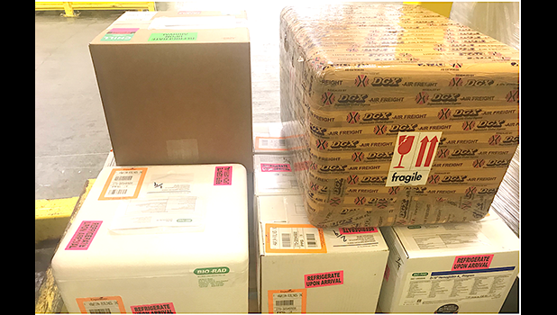 aA“priority shipment” of vaccine at Hawaiian Airlines' “chiller” 