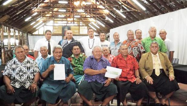  MP Laauli on right (front row) with several matais of Sasina village