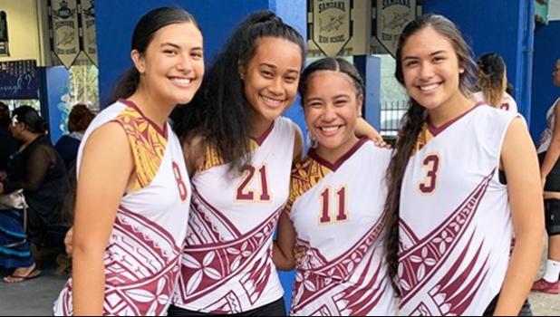 Some of the players of the Tafuna HS Warriors girls’ volleyball team