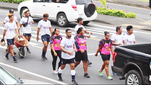 American Samoa rugby teams at their ‘wheelbarrow’ fundraiser