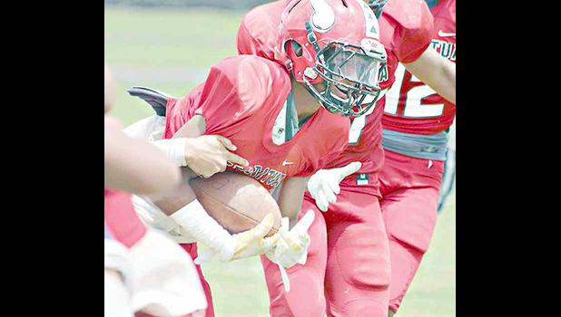 Michael Pitone of the Vikings returning an interception 