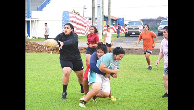 Some members of The American Samoa Women’s Rugby 7s Team, during a practice session