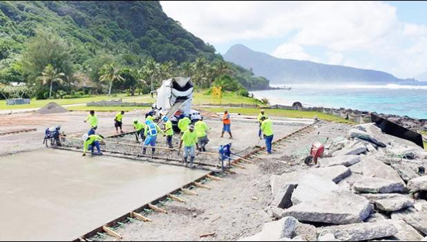 New pavement on the Ofu airport runway