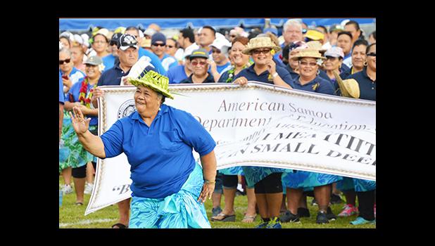 Representing the many, a government employee performed a Samoan dance during the ASG 4th Annual Workforce Day, last Friday, at the Veterans Memorial Stadium. The event honors all workers in American Samoa — public and private sector. [photo: AF]