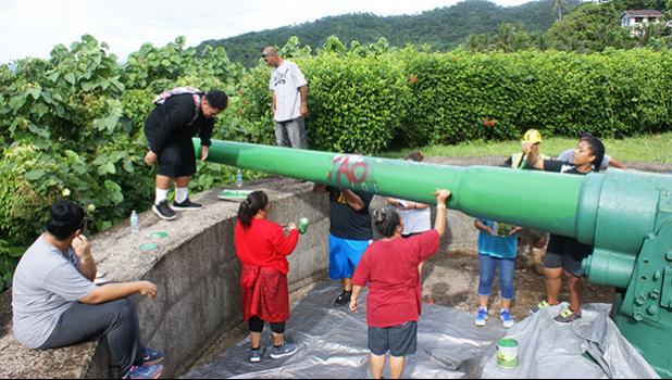 Heremine Olive who, together with her mom and siblings, and the Matafao Elementary School staff led by principal Dr. Tino Roberts, the National Park Service of American Samoa, and the Historic Preservation Office staff worked hard to restore and clean up the area