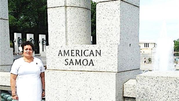 Amata at American Samoa pillar of the WW II memorial in Washington, D.C.