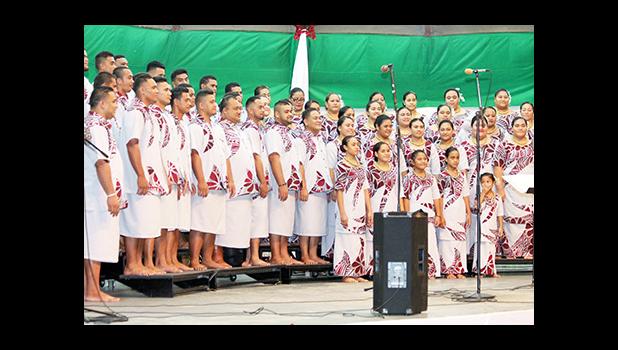 The youth members from the CCCAS Nu’uuli church performing during the final night of the Arts Council’s and Department Of Youth and Women’s Affairs Christmas Concert held at the Pavillion in Fagatogo this past Tuesday evening. [photo: TG]