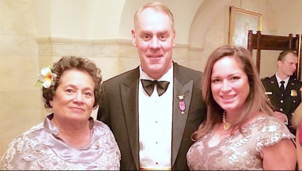 Ryan Zinke and Mrs. Zinke chat with Congresswoman Aumua