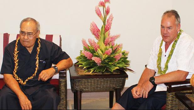 Gov. Lolo Matalasi Moliga (left) and US Secretary of Interior, Ryan Zinke,