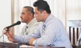 Attorney General Talauega Eleasalo V. Ale addressing the Senate Public Safety/Homeland Security Committee yesterday morning on a Senate bill, seeking to mandate a minimum 5-year jail term for drug convictions.  [photo: FS]