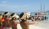 In this Sunday, May 1, 2005 file photo, traditional Halau dancers blow conch shells to welcome the Hokule'a voyaging canoe into Kailua Bay. The Polynesian double-hulled vessel was built to test anthropological migration theories. For years, Hawaii has ranked as one of the healthiest states, but a study released Friday, July 20, 2017 finds that original Hawaiians are in strikingly poor health. Surveys have long ignored native Hawaiians and other Pacific Islanders, or grouped them in with Asians. (AP Photo/Ronen Zilberman) In this Sunday, May 1, 2005 file photo, traditional Halau dancers blow conch shells to welcome the Hokule'a voyaging canoe into Kailua Bay. The Polynesian double-hulled vessel was built to test anthropological migration theories. For years, Hawaii has ranked as one of the healthiest states, but a study released Friday, July 20, 2017 finds that original Hawaiians are in strikingly poor health. Surveys have long ignored native Hawaiians and other Pacific Islanders, or grouped them in with Asians. (AP Photo/Ro