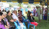 Lt. Gov. Lemanu Sialega Palepoi Mauga, welcomes families to the government memorial service on