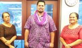 [l-r] Tafuna High School principal, Tutuila Togilau; Tafuna HS social studies teacher and 2020 Territorial Teacher of the Year, Edney Apulu; and Education director Dr. Ruth Matagi-Tofiga