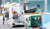 A truck with a container, prepares to go through the container scanner at the main dock around 2:30p.m Friday, Mar. 24, 2017 in Pago Pago, American Samoa. ASG Treasury says the container scanning fee of $200 per container of 20 foot and over, goes into effect Apr. 3. [photo: Fili Sagapolutele]