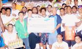 FAUTASI FIVA BEGINS: Last Friday, in Pago Pago, Mr. Ho of H&H Samsung, Ella Gurr of Pago Pago Trading Company with Uta Ifeau and the AETO fautasi team, held a donation ceremony. The companies donated $20,000 worth of supplies such as Gatorade sports drinks, Aquafina water, t-shirts, coolers, water bottles, etc.  —  to help the AETO team during their training for the 2017 Flag Day Fautasi Regatta. [photo: Ese Malala]