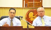Attorney General, Talauega Eleasalo Ale and Police Commissioner, Le’i Sonny Thompson appeared before the House Public Safety Committee this week, to testify on the issue of arming police officers.  [photo: AF]