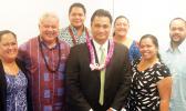 Newly confirmed Attorney General, Talauega Eleasalo Ale (center with ula) and his staff after his confirmation hearing yesterday morning before the Senate Government Operations Committee. He is the first cabinet nominee to be confirmed by the Senate and the House. [photo: FS]