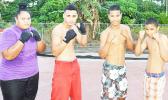 American Samoa's boxing team who will be traveling to Samoa for the Annual Teuila Boxing Championships next week: (l-r) Elisapeta Tuavela, Falaniko Tasi, Mamona Tafa and Keresema Tafa. [photo: AF]