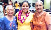 Monalisa Afoa (center) celebrates being inducted into the ASCC chapter of the Phi Theta Kappa International Honor Society last week. Afoa is pictured with ASCC faculty member Elisapeta Faalafi-Jones and Maria Perofeta.  [photo: J. Kneubuhl]