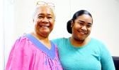 ASCC student Ms. Quendolyn Eseroma (right), seen here with her mother Mrs. Lagituaiva Agnes Eseroma, has been selected for a 10-week internship with the Federal Aviation Administration (FAA) this summer.  [Photo: J. Kneubuhl]