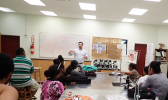 John Armor, Director of NOAA's Office of National Marine Sanctuaries, is seen here giving a talk to ASCC Marine Science students about perseverence and finding a career that is both rewarding and protective of American Samoa's unique island resources.  [Photo: K. Anderson-Tagarino]
