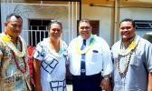ASCC Samoan Studies Institue (SSI) Director Keseta Okenaisa Fauolo-Manila (second left) is seen here with members of her staff who collaborated on the new publication "O Lo'u Nuu o Fagatogo" or "Fagatogo, My Village." They are (l-r) Teleiai Christian Ausage, former SSI faculty Tofa Nunuimalo Apisaloma Toleafoa. and Fale Tipa.  [Courtesy Photo]