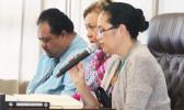 The governor’s Sept. nominees to the American Samoa Economic Development Board [l-r] Commerce Department deputy director Uili Leauanae, Chief Procurement Officer, Dr. Oreta Mapu Crichton; Public Works director Faleosina Voigt at the conclusion of their Senate confirmation hearing. [SN file photo]