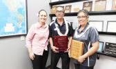 CEO of Neil’s ACE Home Center, Ngaire Ho Ching with two recipients recognized yesterday morning, in a special ceremony, for their long years of service — Teni Ma’ae worked for 25 years and Nadine Solofa-Taufa’asau for 15 years. [Photo: EM]