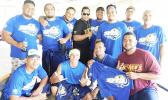 Some of the crew members of the AETO fautasi team of Pago Pago at their last get together with their major sponsor, Pago Pago Trading Company and co-sponsor H&H Samsung that was held at Pulu Ae Ae Jr.’s guest house in Pago Pago. [Photo: EM]