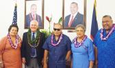 (L to R) Congresswoman Amata, Secretary of State Tillerson, Gov. Lolo Matalasi Moliga and the First Lady Cynthia, and Lt. Gov. Lemanu Peleti Mauga during Tillerson’s most recent stopover in Pago Pago.  [Courtesy photo]