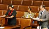 Congresswoman Amata and Chairman Calvert talk about education funding for AS, on the House floor last year. [courtesy photo]