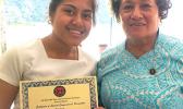 Congresswoman Aumua Amata with this year's Malofie Congressional Art Competition winner, Samoana High School's Katie Godinet.  [photo: courtesy]