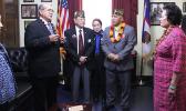 Congresswoman Aumua Amata listening to veterans’ ideas and concerns [photo: courtesy]