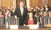 Congresswoman Aumua Amata with Assistant Secretary Doug Domenech prior to the confirmation hearing in July.  [courtesy photo]