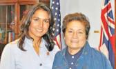 Tulsi Gabbard of Hawaii, left, and Amata Radewagen of American Samoa. (courtesy photo via Saipan Tribune) Tulsi Gabbard of Hawaii, left, and Amata Radewagen of American Samoa. (courtesy photo via Saipan Tribune)