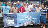 Aua village chiefs with visiting scientists Dr. Charles Birkeland and Dr. Alison Green last week, during the 100th anniversary of the Aua Coral Transect Project, the oldest survey of a coral reef in the world. See story for full details. [photo: courtesy]