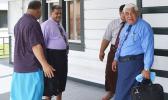 Some of the CCCAS elders, with Chairman Rev. Elder Mamoe Eveni Jr. (right) during court proceedings between the CCCAS and Secretary General Rev. Amaama Tofaeono in June 2017.  [SN fie photo]