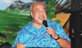 Vaitoa Hans Langkilde croons down memory lane during the UNESCO International Jazz Day Celebration held at the Oasis Night Club in Tafuna on Thursday, April 27. A member of the Samoana Jazz Fest board, Vaito’a also served as Master of Ceremonies for the evening.  [Courtesy photo]