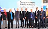 Samoa’s delegation receiving the traditional Maori welcome to Auckland.  Pictured are Prime Minister Tuilaepa  Lupesoliai Dr. Sailele Malielegaoi with Cabinet Minister of Polynesian Airlines Lautafi Fio Selafi Purcell and Board Chairman Feesago Fepuleai; Board Members - General Manager Seiuli Alvin Tuala, AG Lemalu Herman Retzlaff, CEOs Agafili Shem Leo Prime Minister and Cabinet,  Samoa Tourism Authority Papalii Sonya Hunter, STA Board Chairperson Adele Kruse, Samoa’s head of mission to New Zealand; and Hi