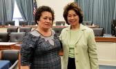 Congresswoman Amata with Transportation Secretary Elaine Chao in a committee room on Capitol Hill.  [courtesy photo]