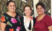 [l-r] American Samoa WorldTeach organization local representative Shivan Wolf, World Teach executive director Karen Doyle Grossman, and Education director Dr. Ruth Matagi-Tofiga last week at the main ASDOE office in Utulei.  [photo: ASDOE]