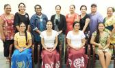 The four recipients of the 2017 National Summer Transportation Institute (NSTI) studies award at Virginia State University with their parents and (center, back row) the Director of Public Works Faleosina Voigt.  Seated (L-R): are the four students Morgan Ulu of Samoana High School, Nichole Semeatu and Vini Sipili of Tafuna High School and Casidhe Mahuka of Faasao Marist High School, who were selected from 52 applicants.  [Photo: EM]
