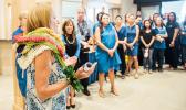 Dr. Babington addresses faculty, students and staff on her first day.  [Courtesy photo]