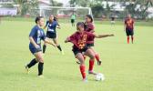 Tafuna’s Elcy Lui in action against SPA during the ASHSAA Girls Soccer Championship game at Pago Park Soccer Stadium on Wednesday, March 22, 2017. The Warriors won 2-0, thanks to Lui’s two goals that helped her nab the final’s MVP award. [FFAS MEDIA/Brian Vitolio]