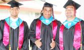 Three of the 119 graduates of Faga’itua High School’s Class of 2017 who received their diplomas yesterday morning.  [photo:EM]