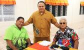 Rev. Faigata Manase with church deacons smile for the Samoa News camera at a special dinner hosted by the CCCAS Malaeloa women’s fellowship, Friday evening at the Aniutea church hall. (Photo:THA)