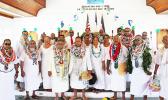 Rev. Iopu Ta’avao and the fathers of the Malaeloa Methodist Church after being gifted with candy ula’s and gifts as part of the Fathers Day celebration across the island yesterday. (Photo:THA)