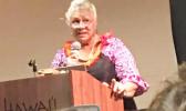Advocate Ipu Avegalio Lefiti offering keynote remarks during closing ceremonies of the 15th Hawai’i International Summit: Preventing, Assessing and Treating Trauma Across the Lifespan, held Mar. 30, 2017 in Honolulu, Hawai’i.  [courtesy photo]