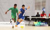 Joseph ‘Junior’ Choi of American Samoa and a Solomon Islands opponent in action during a game of the OFC Youth Futsal Tournament at Bruce Pulman Arena in Auckland, New Zealand on Wednesday, October 4, 2017.  [FFAS MEDIA/Brian Vitolio]